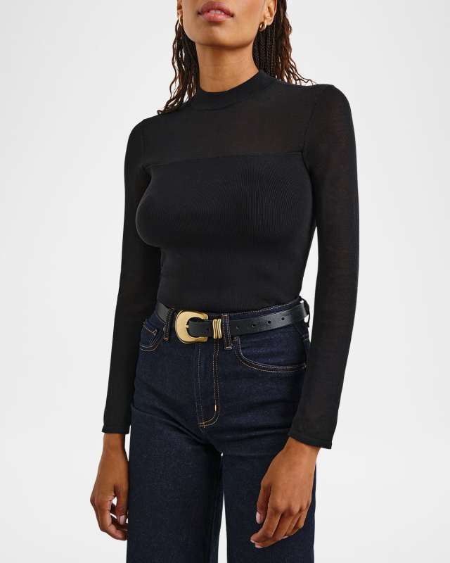 Winona Ribbed Mock-Neck Top